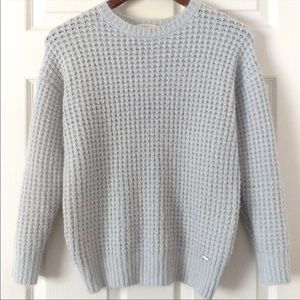 Forever 21 Soft Waffle Knit Crewneck Sweater Light Blue - Size Small